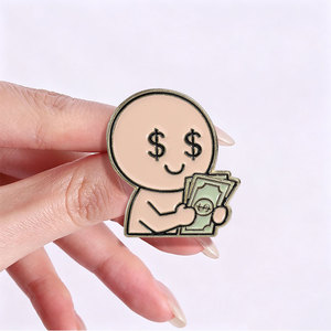 Pin de solapa de metal esmaltado personalizado <span class=keywords><strong>con</strong></span> figura de caricatura, diseño de signos de dólar y ojos, para contar dinero, regalo de joyería creativo - Product Image 2