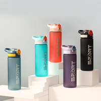 Bouteille d'eau réutilisable en plastique personnalisée, étanche, avec bouchon à paille, compatible lave-vaisselle, pour la maison, le bureau et l'extérieur