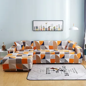 Printed Soft Multi-Color Stitching Pattern Elastic Sofa Covers Polyester Slipcovers Furniture Protective Couch cover