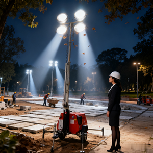 โคมไฟ LED แบบพกพา7ม. 9ม. สำหรับรถพ่วงโคมไฟระบายความร้อนด้วยอากาศ4X100W ประภาคารดีเซลพร้อมไฟ LED - Product Image 3