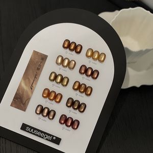 10 colori caramello castagno <span class=keywords><strong>marrone</strong></span> vetro perlina occhi di gatto smalto per unghie Gel autunno e inverno smalto per unghie occhi di gatto Set di Gel - Product Image 5