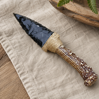 Poignard en obsidienne fait main de 19 cm, couteau en cristal enveloppé de corde de chanvre, objet de collection, décoration, cadeau