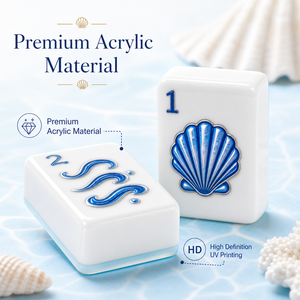 Elegantes fichas de mahjong de acrílico premium en azul claro y cobre dorado para personalización de marcas de comercio electrónico. - Product Image 5