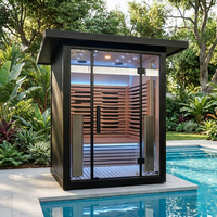 Sauna Tradicional Ecológica de Madera Sólida de Cedro Rojo/Hemlock Canadiense para Uso en Exteriores, Panel de Control Computarizado, Personalizable