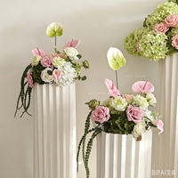 Colonne florale artificielle ZIKE FLOWER, orchidée papillon rose et verte, arrangement floral pour allée de mariage, décoration d'événements en colonne plissée