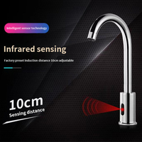 Robinet de lavabo automatique à capteur infrarouge en acier inoxydable, sans contact, mitigeur de salle de bain à arc haut, monotrou, OEM