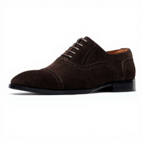 Chaussures Oxford Richelieu en daim marron foncé pour hommes, en cuir pleine fleur italien, semelle en caoutchouc plate antidérapante, pour occasions formelles, affaires, mariages, luxe
