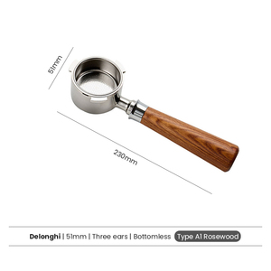 Portafiltro de café espresso De'Longhi EC680 EC685 de 51 mm sin fondo o con doble salida, mango personalizado de 3 orejas - Product Image 2