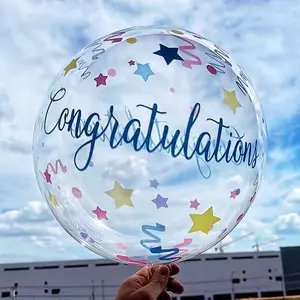 Balão tpu transparente impresso, 20 polegadas, tamanhos duplos, feliz aniversário, bobo, layout para decoração de festa de aniversário