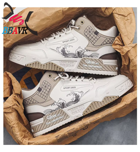 Zapatos de hombre para primavera y otoño, originales, con aumento de altura, blancos, informales, deportivos, de caña alta, a la moda, con punta abierta y antiolor. - Product Image 2