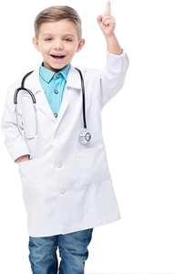 Blouses <span class=keywords><strong>de</strong></span> laboratoire blanches tissées pour enfants, uniformes <span class=keywords><strong>de</strong></span> scientifique pour jeu <span class=keywords><strong>de</strong></span> rôle <span class=keywords><strong>de</strong></span> médecin en laboratoire <span class=keywords><strong>scolaire</strong></span> professionnel, avec logo personnalisé - Product Image 3