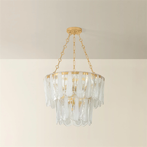 Lustre suspendu en verre transparent de luxe, grand modèle, en verre <span class=keywords><strong>mutant</strong></span>, à plusieurs niveaux, rond, pour intérieur - Product Image 1