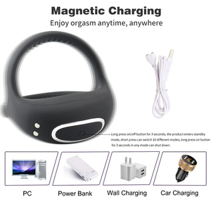 App Control <b>Vibrating</b> Cock Ring Black Silicone Male Stimulation Device Adult Sex Toy - Product Image 2