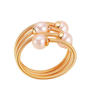 Anillo de Perlas de Agua Dulce Auténticas con Diseño de Anillo Enrollado de Múltiples Capas, Hecho a Mano, Simple, Elegante y Nuevo - Product Image 5