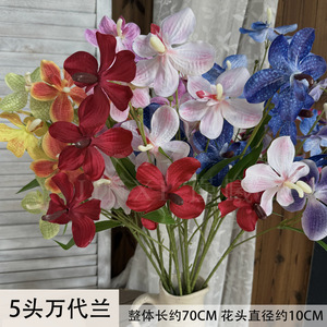 Orchidées artificielles Jinxi Vanda à 5 têtes, fleurs en soie, décoration de mariage et de maison, légères, accessoires de photographie en extérieur - Product Image 4