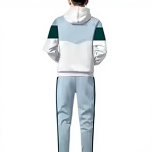 Conjunto Deportivo Informal para Hombre, Talla Grande, con Capucha y Bloques de Color, Manga Larga, Cintura Elástica, Transpirable, de Poliéster y Algodón, para Otoño - Product Image 4
