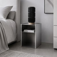 Table console cube moderne en aluminium brossé fait main avec étagère ouverte, table de chevet pour salon, chambre, hôtel, salle à manger