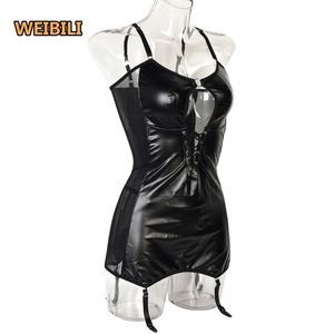 Vente chaude 2 pièces ensemble de sous-vêtements avant découpe <span class=keywords><strong>Bustier</strong></span> maille cuir couture body ensemble femmes Sexy Lingerie <span class=keywords><strong>et</strong></span> <span class=keywords><strong>porte</strong></span>-jarretelles - Product Image 6