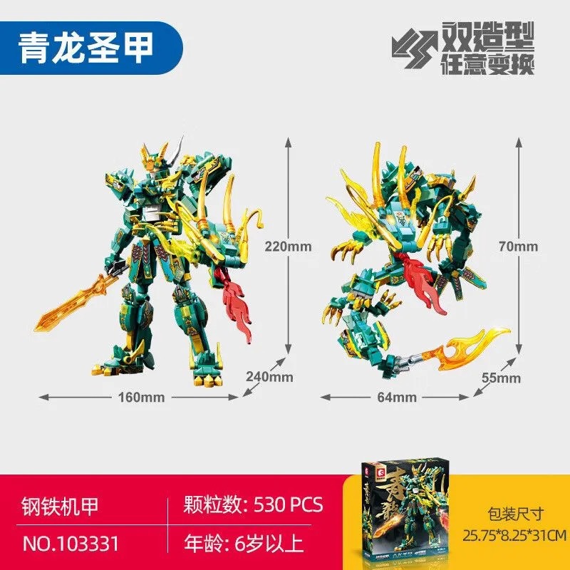 Mecha dragon bleu + arme - transformation directe - 530 pièces