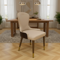 Ensemble de salle à manger convertible classique et contemporain, table et chaises en bois haut de gamme, blanc champagne, mobilier moderne et simple