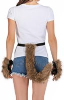 Adolala – Ensemble queue de renard en fausse fourrure importée, masque de chat et de loup, gants à pattes moelleuses pour Halloween et Noël, pour femmes