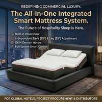 Lit d'hôtel intelligent de luxe avec cadre réglable, matelas en mousse, taille King, relevage tête et pieds pour projets hôteliers, OEM ODM personnalisé
