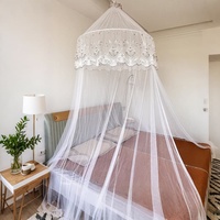 Moustiquaire pliable de luxe avec bordure en dentelle, grand modèle, pour lit Queen Size, convient à toutes les tailles, utilisation estivale à domicile pour enfants