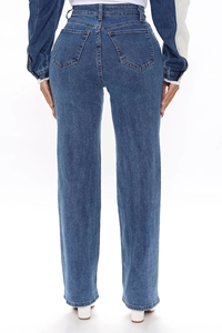 Vente chaude Jeans maman en coton <span class=keywords><strong>taille</strong></span> haute MOQ faible Personnalisation de haute qualité Pantalon en <span class=keywords><strong>jean</strong></span> à jambes larges Grande <span class=keywords><strong>taille</strong></span> pour femmes - Product Image 5