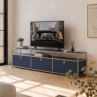 Armoire latérale modulaire robuste en acier inoxydable 304 avec étagères ouvertes pour restaurant, mobilier modulaire métallique pour le marché américain