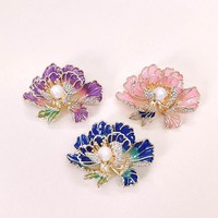 Bros bunga Enamel mode Tiongkok dengan zirkonia kubik bros kristal warna-warni lucu untuk perhiasan wanita