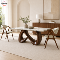 Table à manger en marbre de luxe italienne, style moderne design, base unique en FRP, mobilier de restaurant, fabrication en usine
