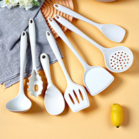 Set Peralatan Masak Silikon Food-Grade 5/7 Buah, Spatula Tahan Panas, Sendok Berlubang & Pengaduk Anti Lengket