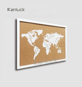 Tablero de <span class=keywords><strong>Corcho</strong></span> Decorativo con Mapa del Mundo Estilo Art Deco, Impresión Serigráfica, Marco de Madera Blanca, Resistente al Agua y a la Decoloración - Product Image 4