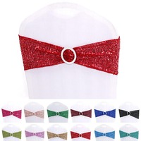 Nœuds de chaise en sequins dorés avec boucle coulissante pour réceptions de mariage, événements hôteliers et banquets