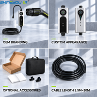 Chargeur EV portable Shineyou personnalisé 3,5 m, prise IEC 61851-1 Type 2, 16A/32A, 3,5/7/11/22KW, contrôle intelligent via l'application Tuya, 220V