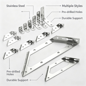 Support d'angle triangulaire en métal, acier inoxydable, support d'angle multifonction, support d'étagère murale, connecteur de réparation de meubles - Product Image 2