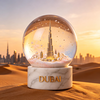Globe à neige de Noël de luxe Dubaï Burj Khalifa, base en marbre personnalisée, résine, souvenir touristique, décoration, cadeau d'affaires, globe à neige personnalisé
