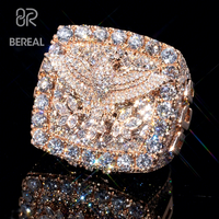 Personnalisé Vvs Moissanite Lettre Nom Anneau Hommes Hip Hop Glacé Baguette Diamant Patriotes Basketball Championnat Fine Anneau Bijoux