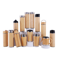 Bouteille isotherme en acier inoxydable avec couvercle en bambou, écologique, anti-fuite, pour cadeaux d'affaires, emballage personnalisé, vente en gros