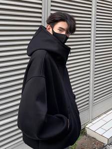 Sweat-shirt à capuche en molleton uni pour homme, poids lourd, coupe ample, manches longues, fermeture éclair sur le devant, décontracté, pour couple - Product Image 6