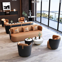 Ensemble de canapés de bureau modernes en cuir écologique trois places, style luxe léger, pour usage commercial, appartement, hôtel, salon, bureau