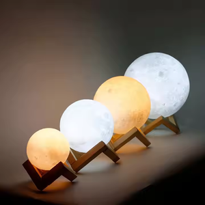 Lámpara de luna de noche LED impresa en 3D media moderna con Control remoto luces de colores recargables por USB regulables para el dormitorio del hogar - Product Image 5