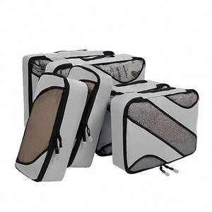 Ensemble de 6 pochettes de voyage promotionnelles en gros sac cube d'emballage de vêtements en polyester durable dans un sac avec Oxford et fermeture à glissière - Product Image 1