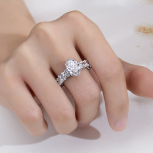 Messi Jewelry MSR-2138 14K Gold Oval Shape Hidden Halo Lab Grown <b>Diamond</b> <b>Ring</b> Engagement <b>ring</b> - Product Image 5