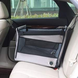 Penutup Kursi Mobil Hewan Peliharaan Kain Oxford Pengaman Booster Anjing Harness Kucing Kecil/Medan Hewan Peliharaan Hitam Abu-abu Portabel Tas Perjalanan - Product Image 2