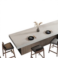 Comptoir de cuisine en pierre artificielle au design moderne, surface solide sans silicone pour usage domestique ou hôtelier