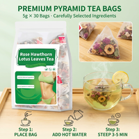 Tisane aux feuilles de citron, d'aubépine et de lotus, 30 sachets, 150g, Cassia, Rose, Poria, Mandarine, Complément Minceur, Détox, Digestif et Bien-être, OEM