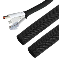 Funda de nailon trenzado autoenrollable de doble capa y doble color para protección de cables y arneses.