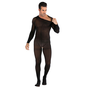 Combinaison sexy pour homme à manches longues, une pièce, ouverte, transparente, lingerie - Product Image 5