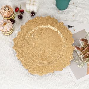 จานรองอาหารงานเลี้ยงสีทองขายส่งจากโรงงาน จานรองอาหารพลาสติกสีทองคอรัล - Product Image 6